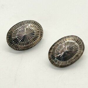 Vintage Sterling Silver Pierced Earrings Oval Textured 925 Stamped 5.7 grams